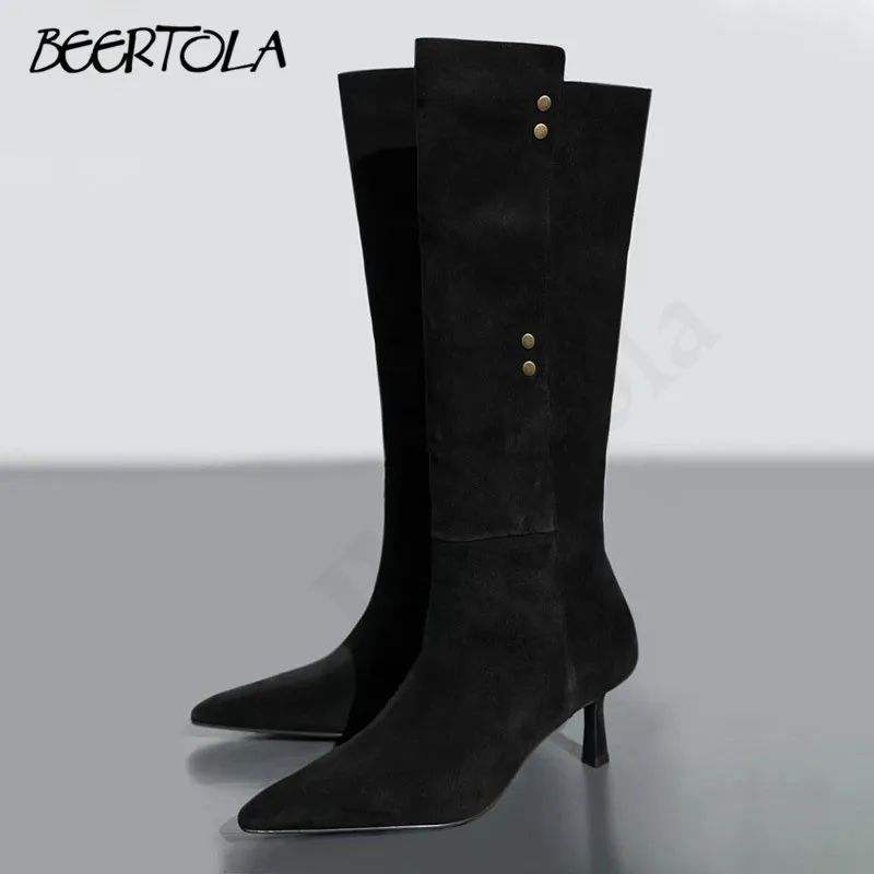 Suede Two-Wear Western Boots Autumn and Winter Pointed Stiletto High-Heeled Boots Large Size Fashion Women's Knight Boots