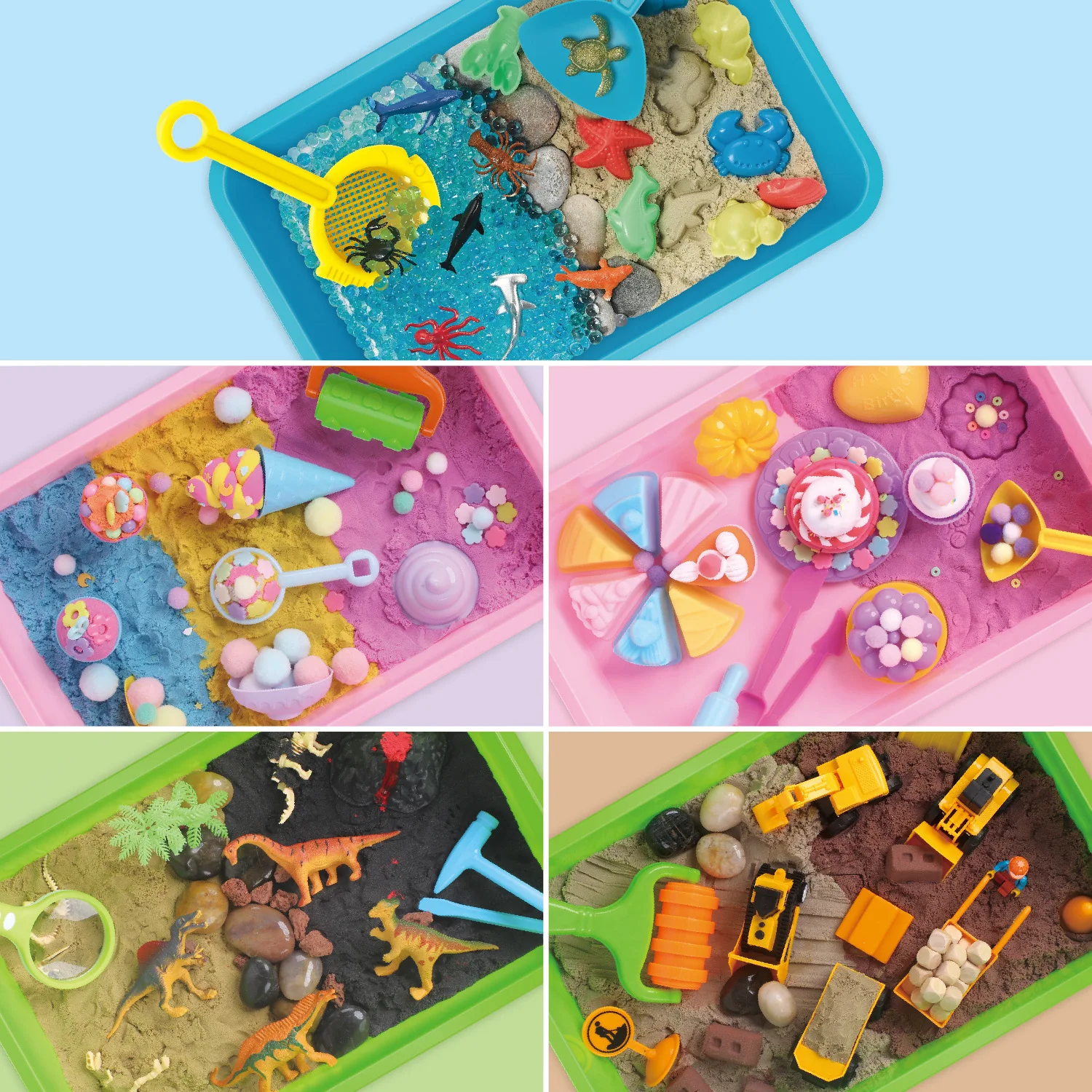 Sensorik-Set Dinosaurier-Ausgrabungsspiel Sand-Set DIY Sensorisches Erkundungsspielzeug für Kinder Schmutzfreies Tragbares Lernset