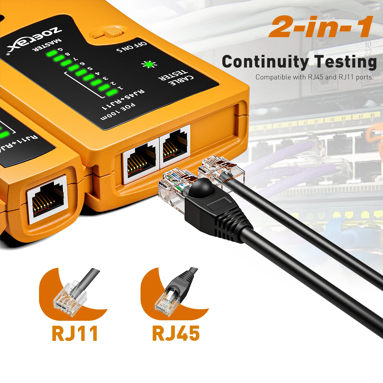 ZoeRax Netzwerk-Ethernet-Kabeltester für LAN RJ45 Cat5 Cat5e Cat6 Cat6a Cat7 UTP/geschirmtes Kabel und RJ11 RJ12 – Detail 8