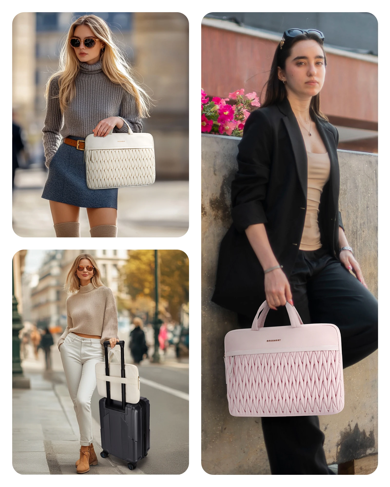 BAGSMART Women Laptop Case 13.6/14/15/15.6Inch Laptop Storage Bag for Macbook Air Pro Lenovo Xiaomi HP Ipad10.5/10.9/11Sleeve