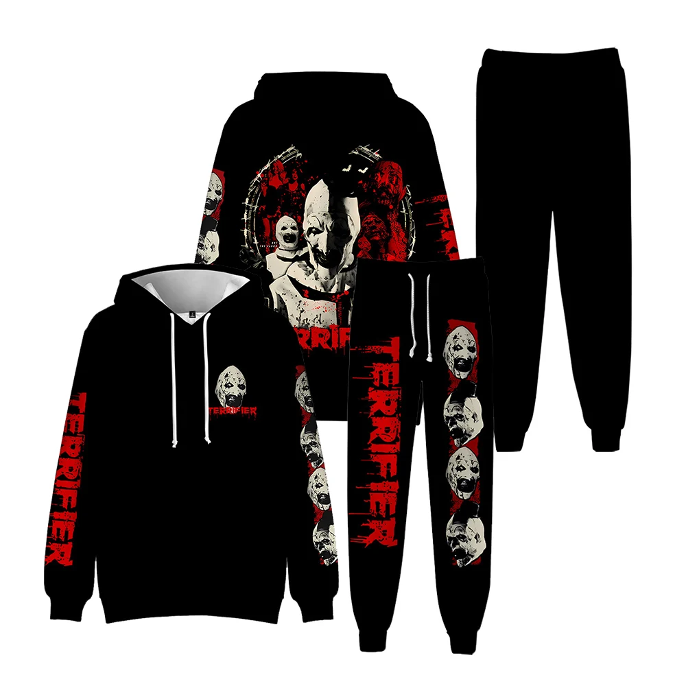 Terrifier 3 Horror Movie Merch Hoodies Set Halloween Sweatshirts Cosplay Winter Unisex Fashion Funny Casual Streetwear