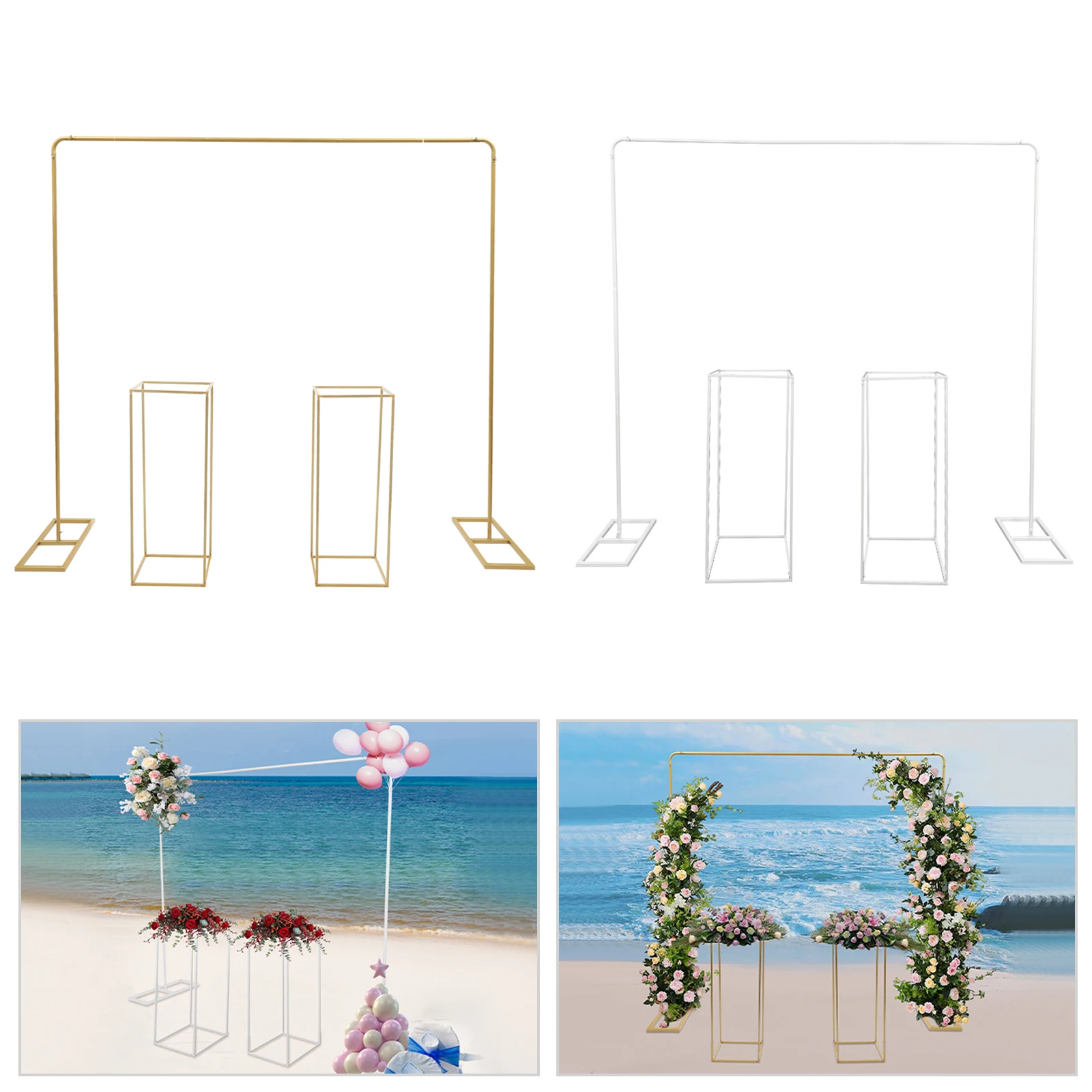 Imagem -04 - Flor Quadrada Stand para Casamento Branco e Ouro Balão Stand Metal Stand Backdrop Stand Pcs