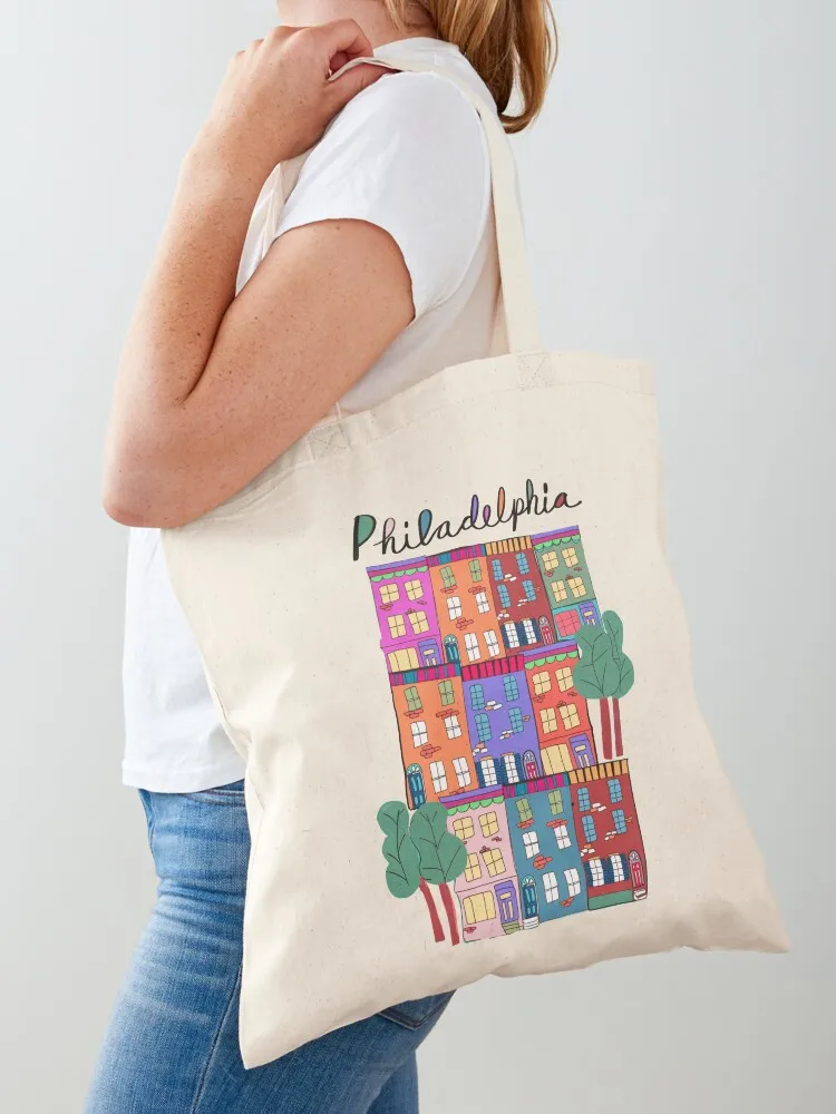 

Philly row homes Tote Bag cute tote bag custom fabric bag Canvas shoulder bags woman 2025