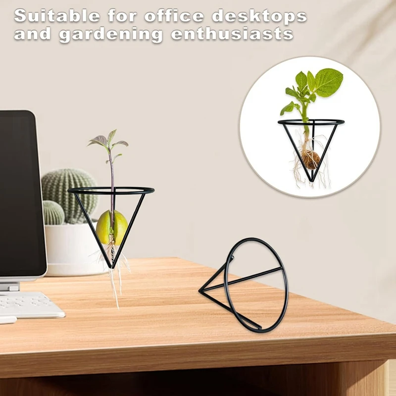 4 Pieces Avocado Seed Growing Metal Stand For 3.15 Inch Wide Cup Root Seed Growing Stand Triangle Metal Stand For Seeds