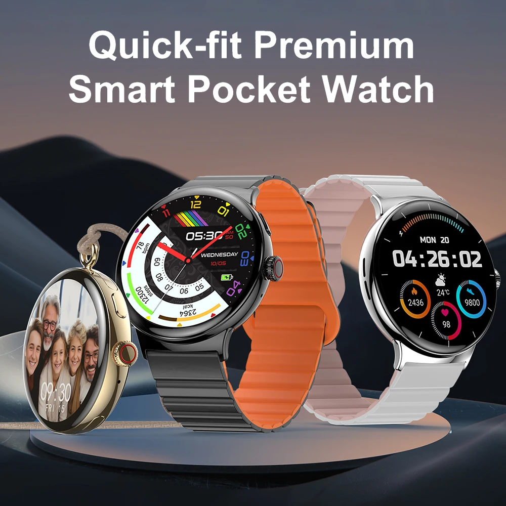 Smart Watch LA99 Heart Rate Monitor 1.43 Inch Fitness Tracker Bluetooth Call AMOLED Pendant Pocket Watch