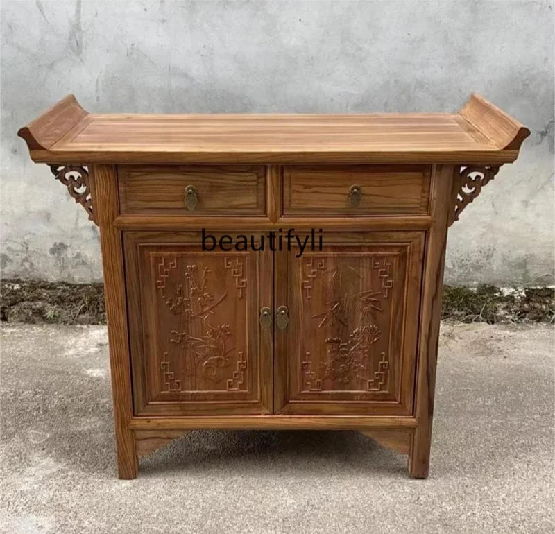 All solid wood small offering table Elm household Buddhist platform Chinese-style Shentai offering table Tribute table