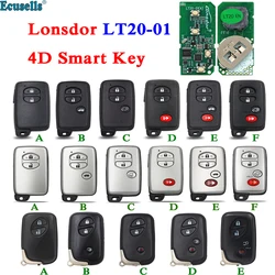 Lonsdor LT20-01 범용 4D PCB 스마트 원격 자동차 키, 도요타 렉서스 K518 K518ISE KH100 + 시리즈로 작동