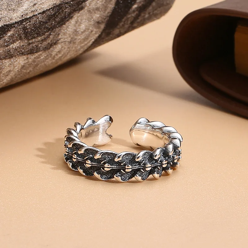 

European and American popular jewelry S925 pure silver ring, ethnic style vintage, personalized dragon scale men's ring, retro