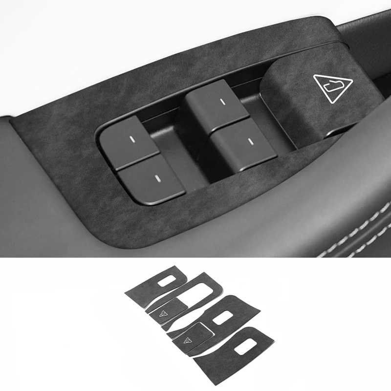 

For Tesla Model 3 (2024-) Window Switch Panel Trim Cover Sticker Anti Scratch Car Interior Tuning Accessories Made of Alcantara