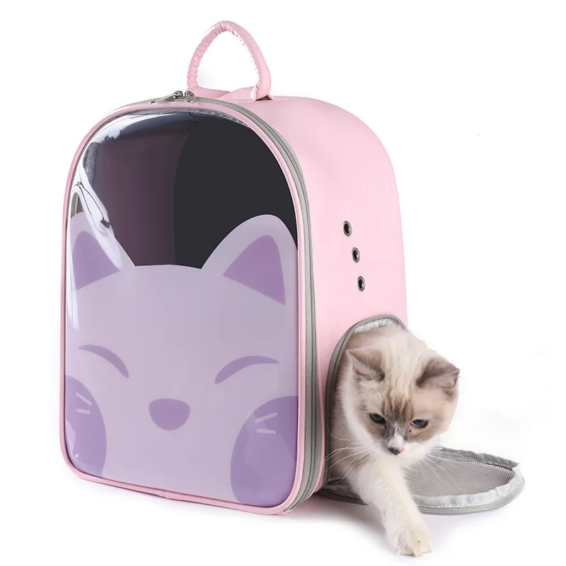 

Pet Supplies Cat Carrier Bag PU Portable Backpack for Cat Small Dogs Transparent Breathable Travel Outdoor Carrying Shoulder Bag