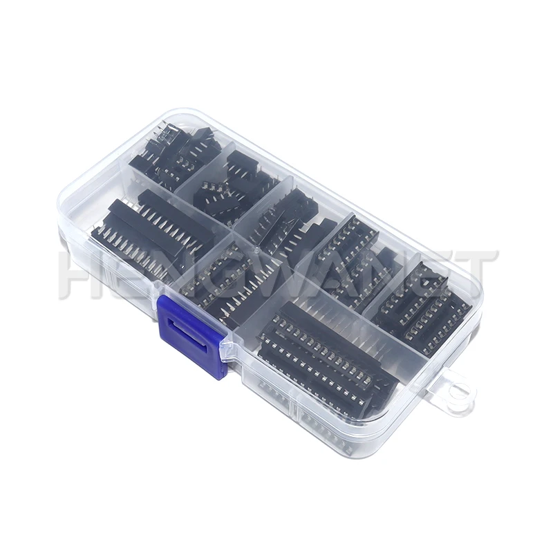 66PCS/lot with Box DIP IC Sockets Adaptor Solder Type Socket Kit 6 8 14 16 18 20 24 28 Pin DIP-6 DIP-8 DIP-14 IC Connector