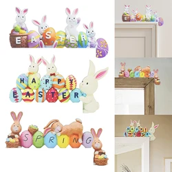 Easter Door Frame Decoration Cartoon Cute Little Rabbit Happy Easter Hello Spring Striped Egg Carrot Decor Easter Party supplies