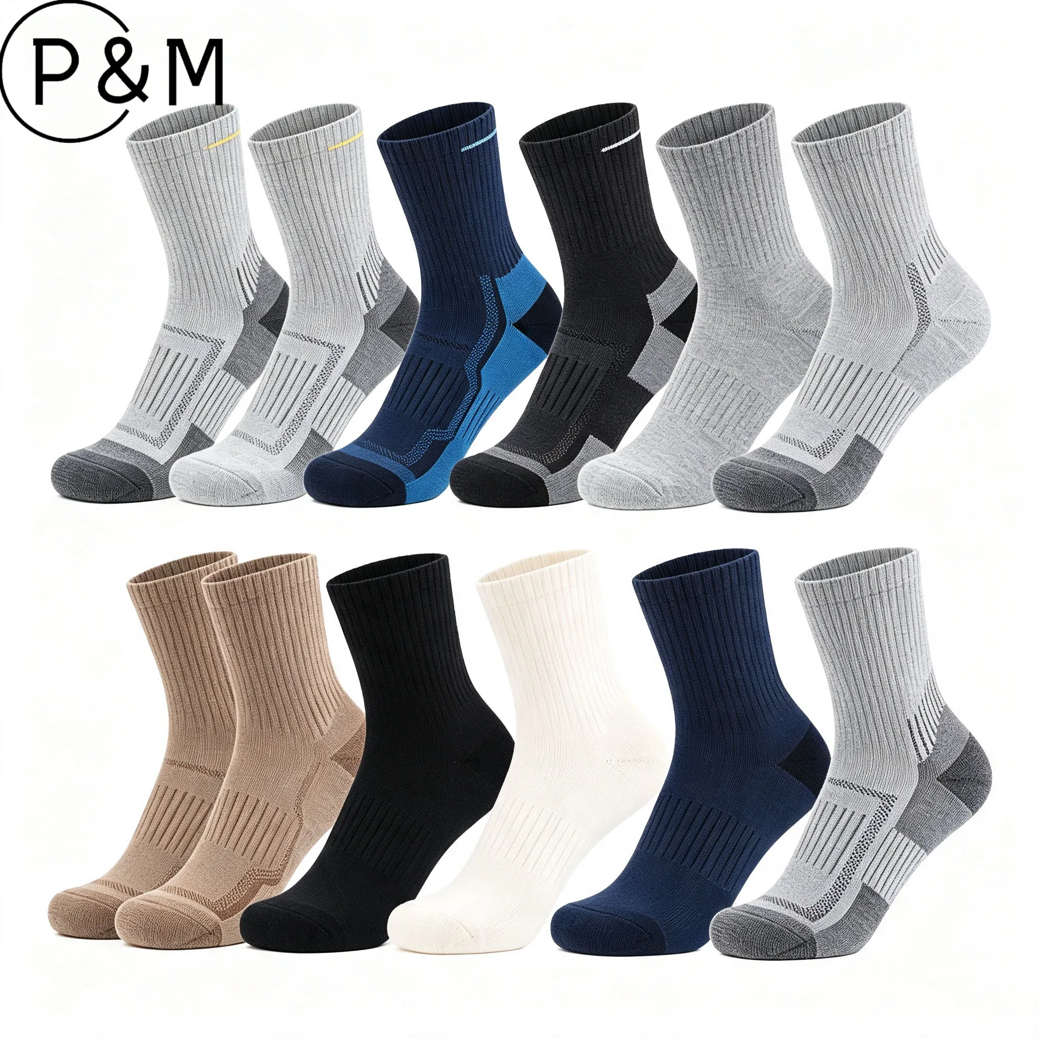Wool Hiking Sock - 3PCS 남성용 두꺼운 메리노 울 하이킹