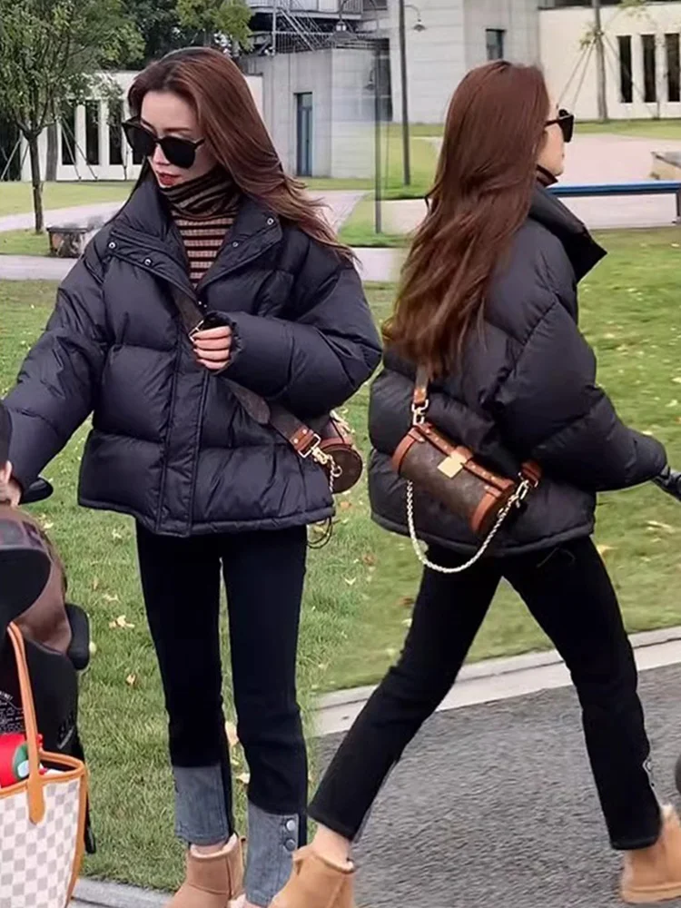 

Faionable Casual Thiened Cotton Jaet Women's Winter New Sle Beautiful American ort Bread Sle Stand Collar Coat