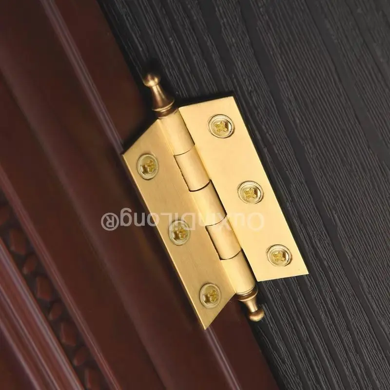 10PCS 2/2.5/3 Inch Brushed Brass Crown Decorative Furniture Butt Hinges Brass Cabinet Hinges Cupboard Door Hardware GF911