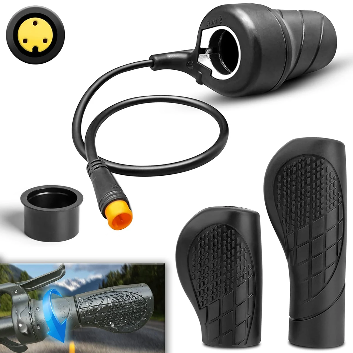 Acelerador de media vuelta de 3 pines para bicicleta eléctrica, empuñadura de acelerador para patinete eléctrico, mango de acelerador universal