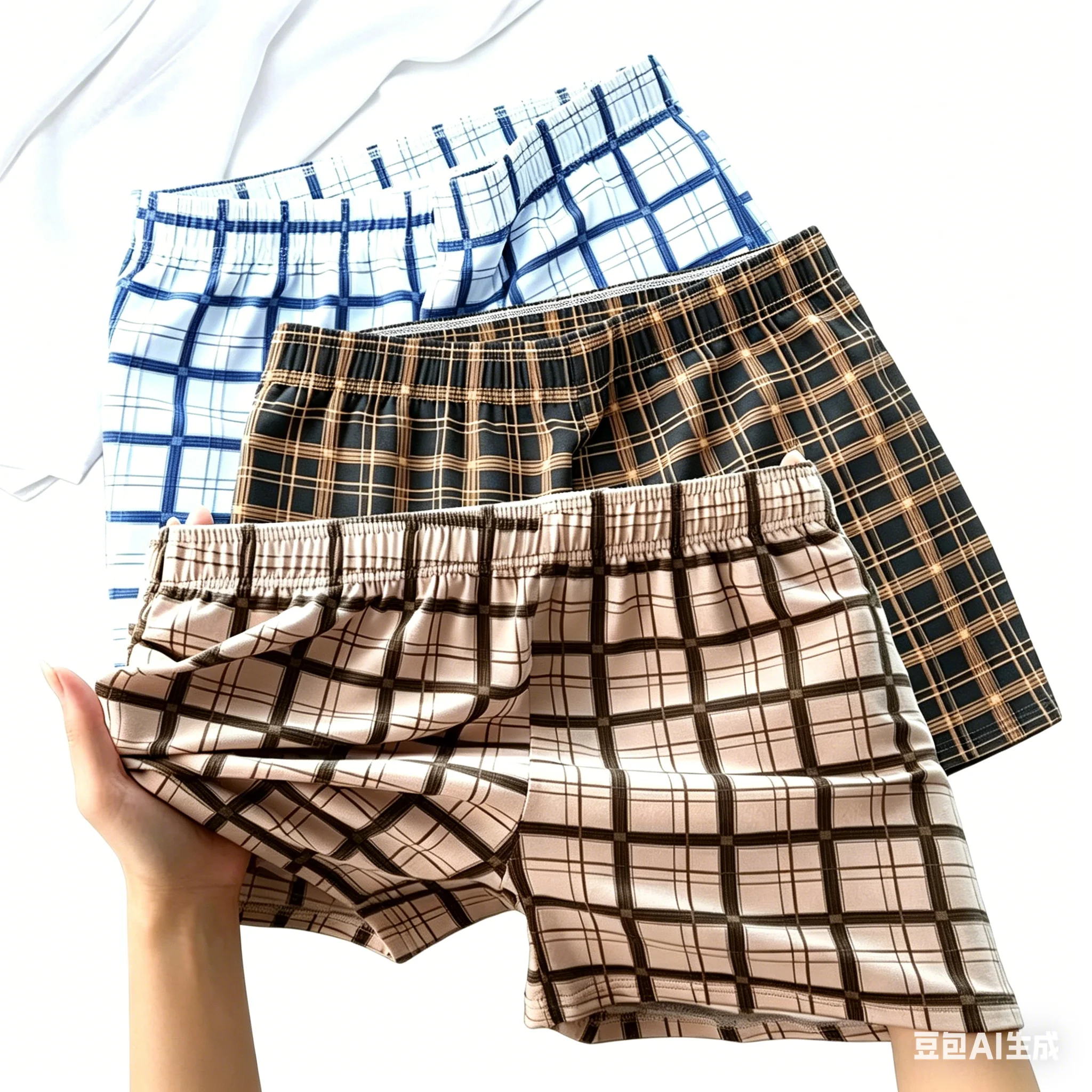 

1PCS Plaid Men's Underwear Aro Pants Home Sleeping Pants High-Waist Four Corner Boxers Shorts Comfortable Men Shorts