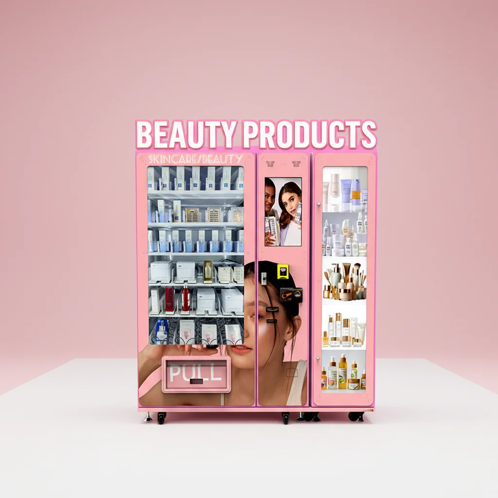 Intelligent Luxury Beauty Elevator Cosmetic Vending Machine Thickened Metal Body SDK Enabled Cloud-Based Management LED