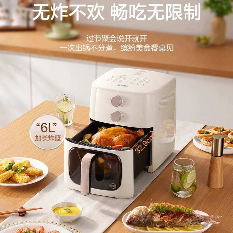 Air fryer household intelligent visual 6L capacity air electric fryer top heating large capacity no flipping