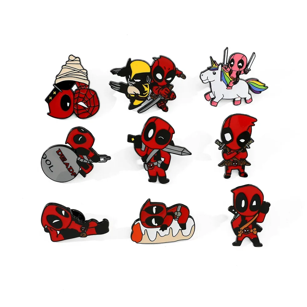 1Set film baru Deadpool & Wolverine Anime kartun bros kreatif lucu Enamel Pin logam lencana pakaian ransel aksesoris