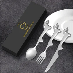 Novel Dachshund Cutlery Set Dinnerware Set High Quality Stainless Steel Knife Fork Spoon Christmas Gift for Sausage Dog Lovers
