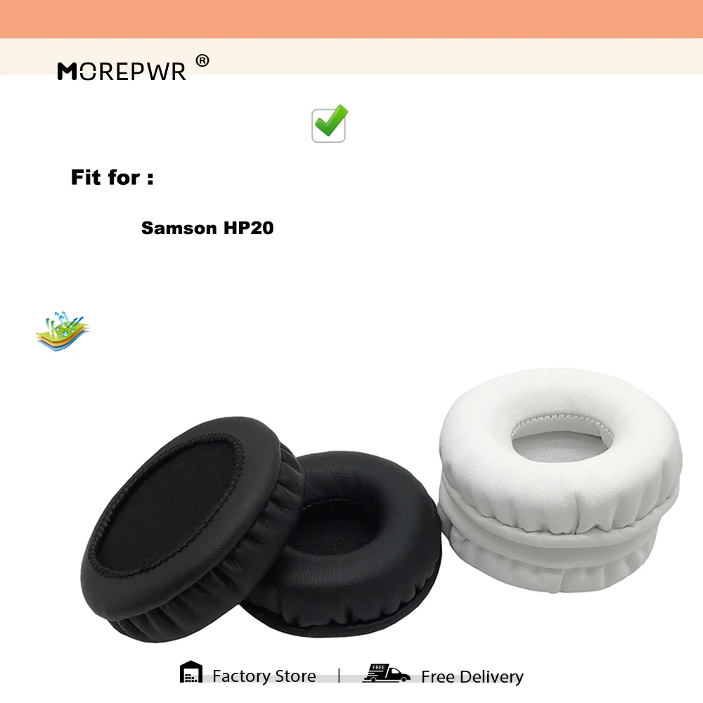 Morepwr อัพเกรดใหม่เปลี่ยนแผ่นรองหูฟังสําหรับ Samson HP20 ชุดหูฟังอะไหล่เบาะหนังกํามะหยี่ Earmuff ปก