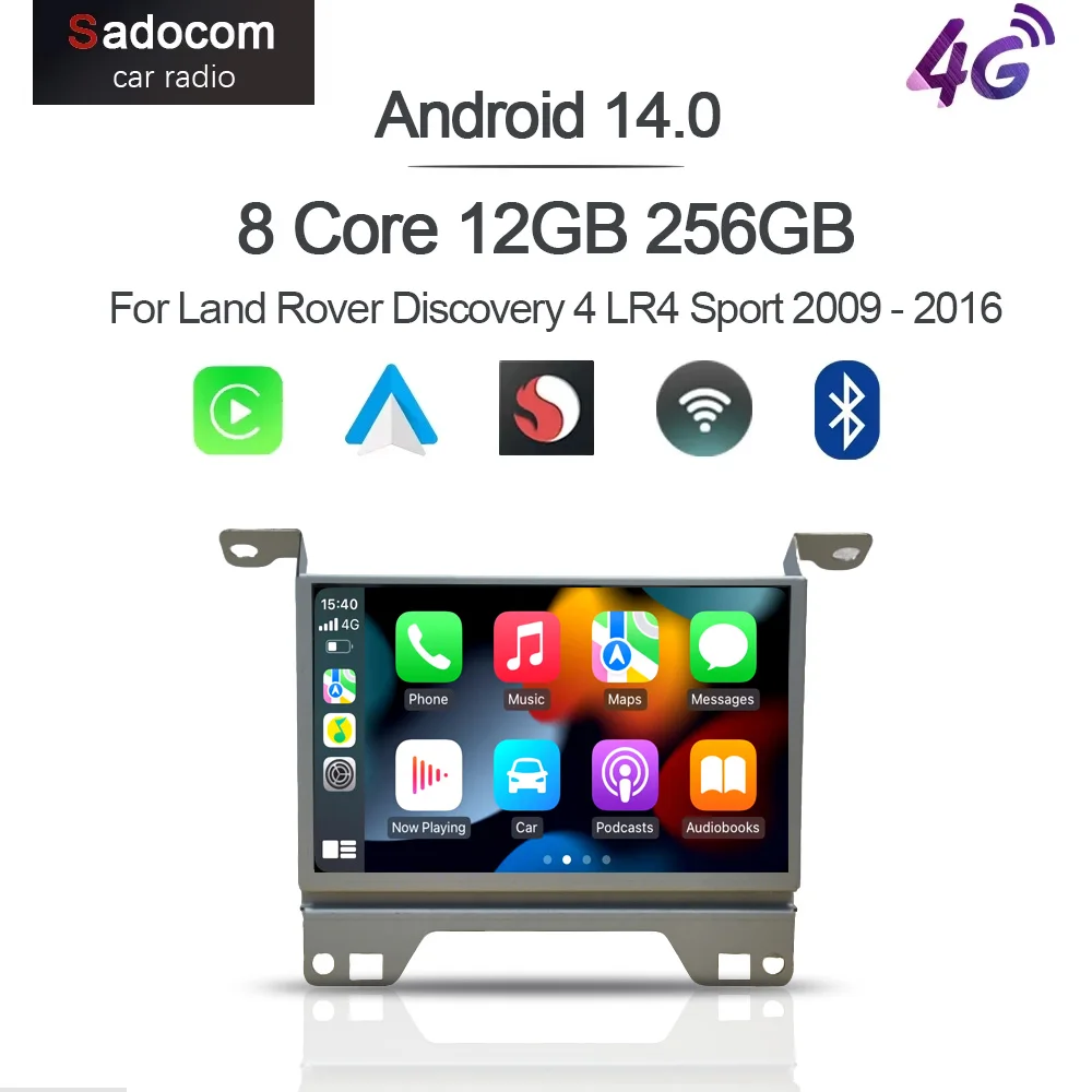 CarPlay Android 14 Car Player 8GB 256G Multimedia WiFi Radio Navigation Stereo for Land Rover Discovery 4 LR4 Sport 2009 - 2016