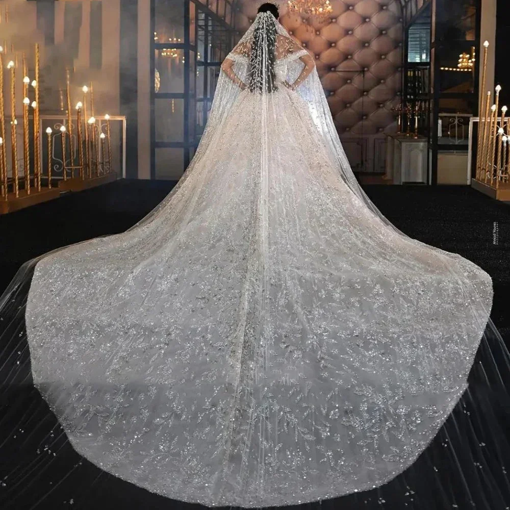 

Customized dresses Ball Gown Wedding Dresses Strapless Off Shoulder Lace Sequined Luxury Bridal Gown dresses for special occasi
