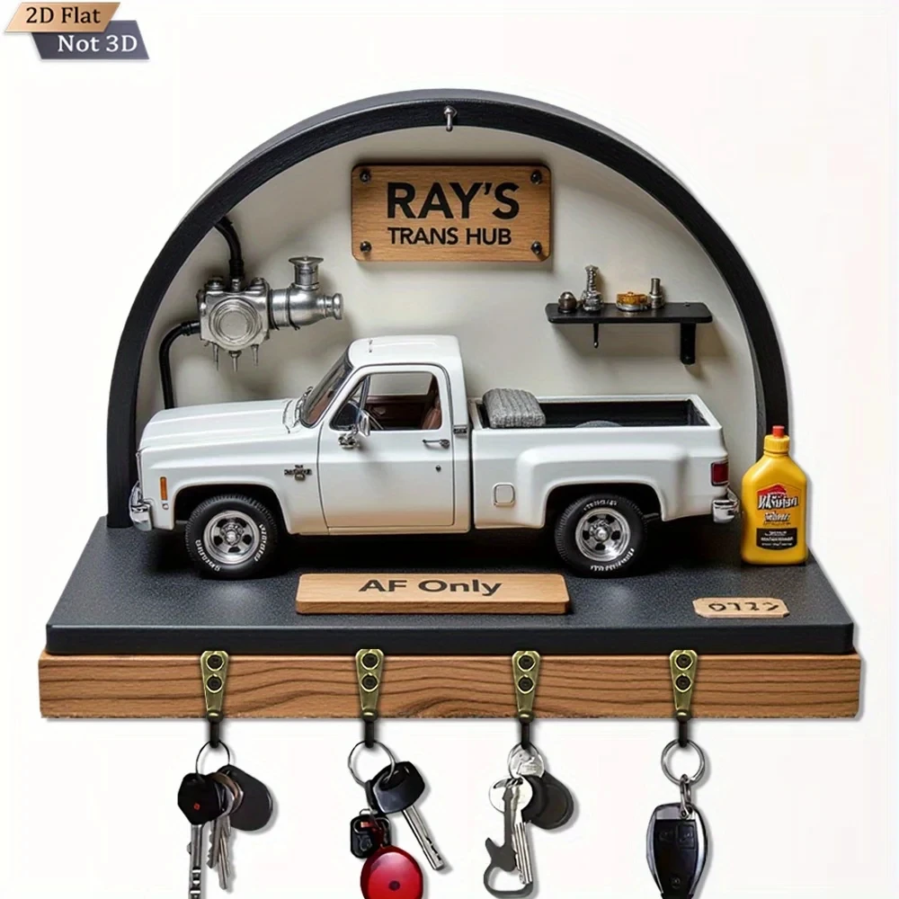 A Vintage 2D Truck-Shaped Key Hook, Sold As a Single Piece, Made of Wood, Serving As a Multifunctional Key Holder for Home Use,