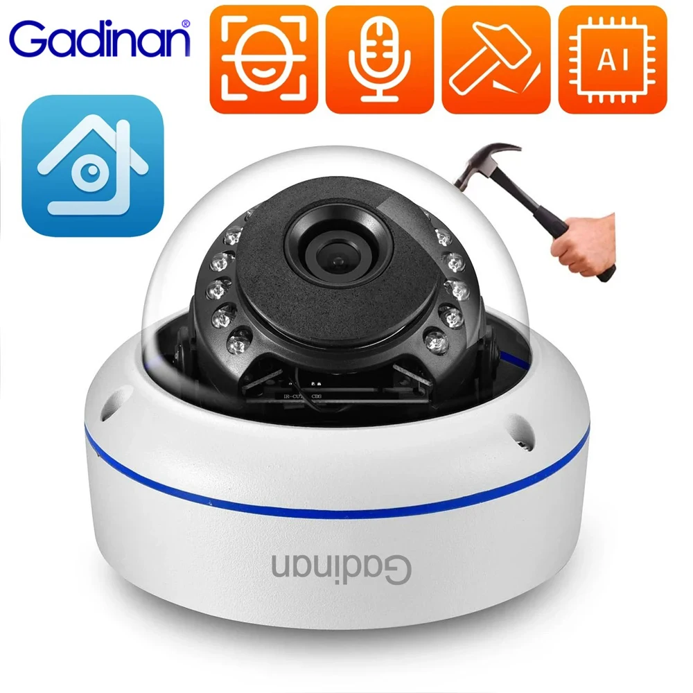 Gadinan 4K 8MP POE IP Camera Audio Outdoor H.265 Onvif Wide Angle Night Vision Face Detection Home CCTV Video Surveillance XMEYE