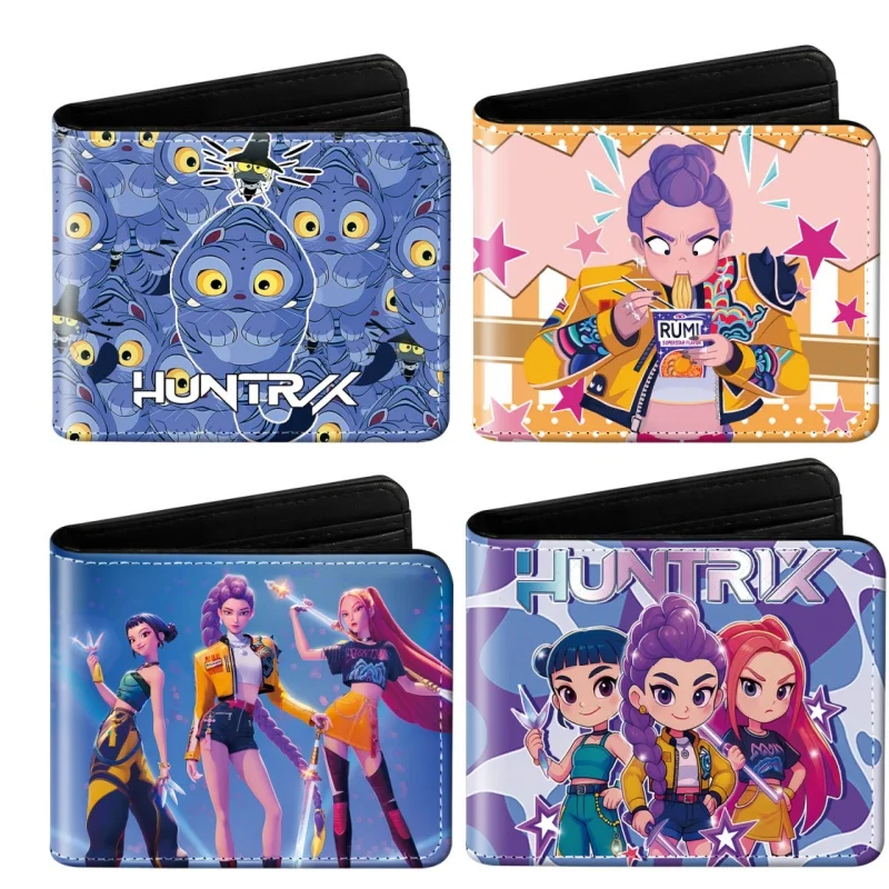 

2025 Creative Cute KPop Printed PU Leather Short Wallet Men Women Decoration Daily Necessities Holiday Halloween Christmas Gift