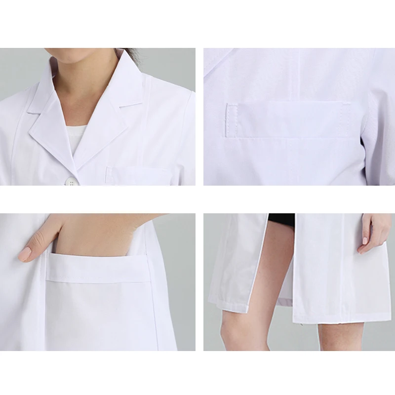 White Lab Coat Doctor Overalls Hospital Medical Uniform for Women Nurse Outfit Beautician Workwear Sanitary Clothing for Female