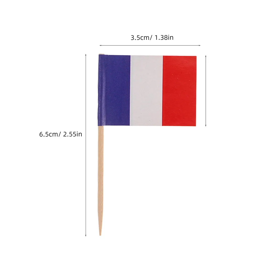 300Pcs French Flag Picks Mini Cake Toppers Small France Flags Food Toothpicks Party Decor Small French Flags on Sticks