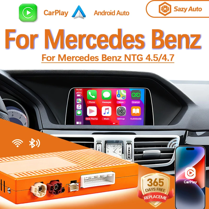 SAZYAUTO Wireless CarPlay Android Auto for Mercedes Benz A B C E Class GLA CLA GLK SLK CLS W204 W176 W246 X204 C117 NTG4.5/4.7