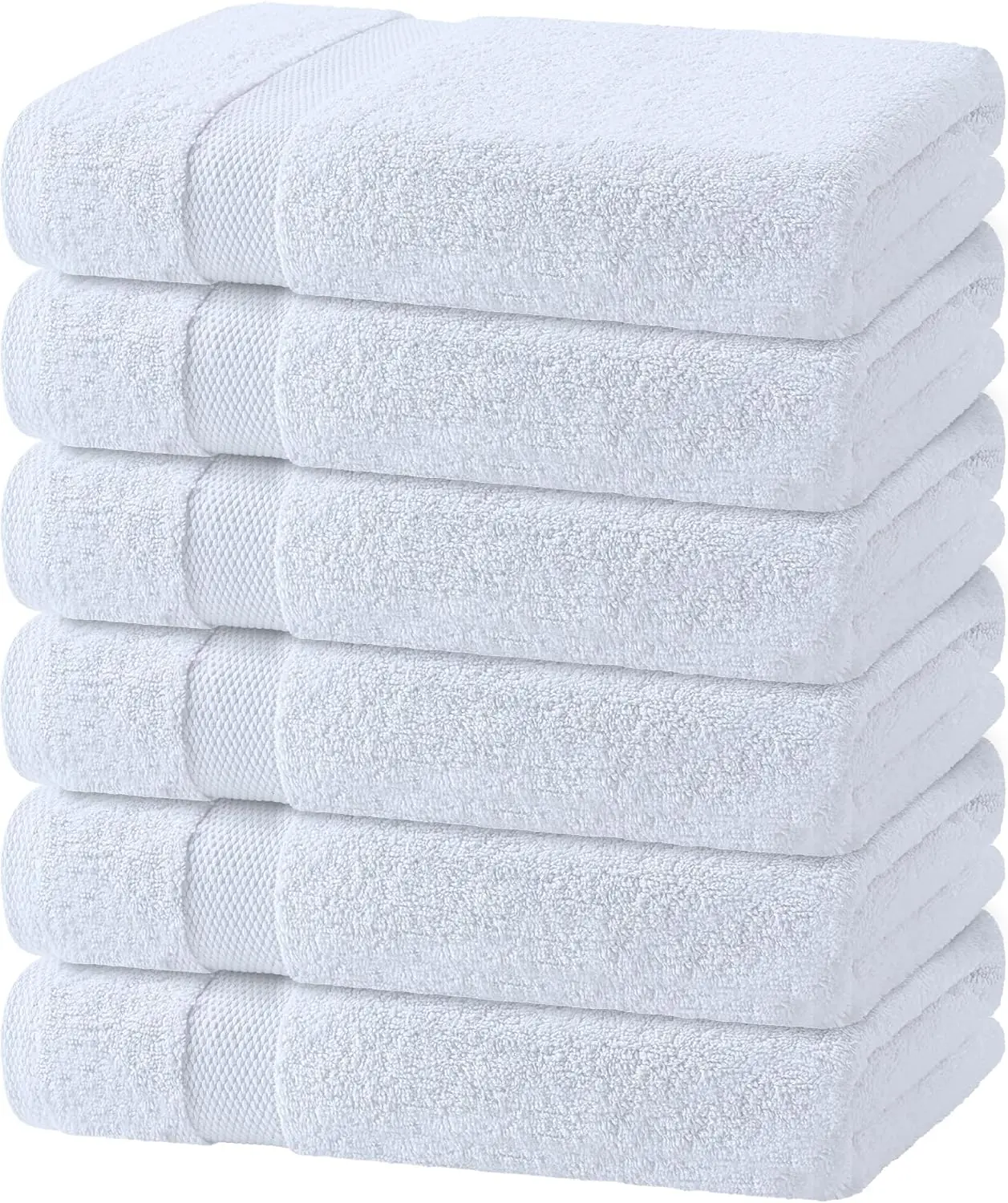 

Soft White Bath Towels 24x50 Inch, 6-Pack - Highly Absorbent Cotton Set for Home Use
