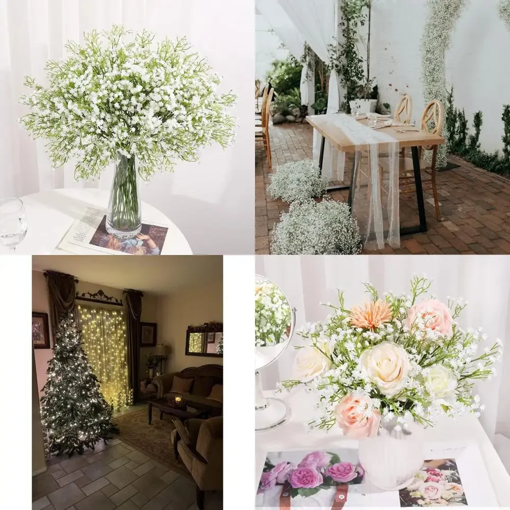 

30 шт., искусственные цветы для дыхания ребенка, искусственные цветы для дыхания ребенка, искусственные объемные белые букеты из гипсофилы, настоящие на ощупь искусственные цветы