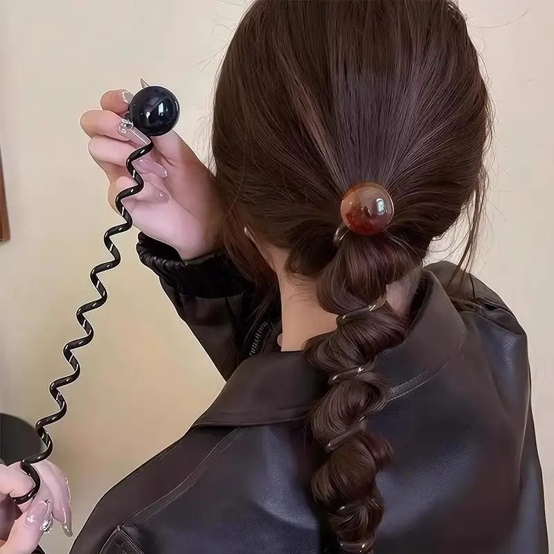 Telefonkabel-Haarband, schadet dem Haar nicht, hochelastisches Gummiband, Perlen-Haarbänder, Damen-Haaraccessoires – Detail 12