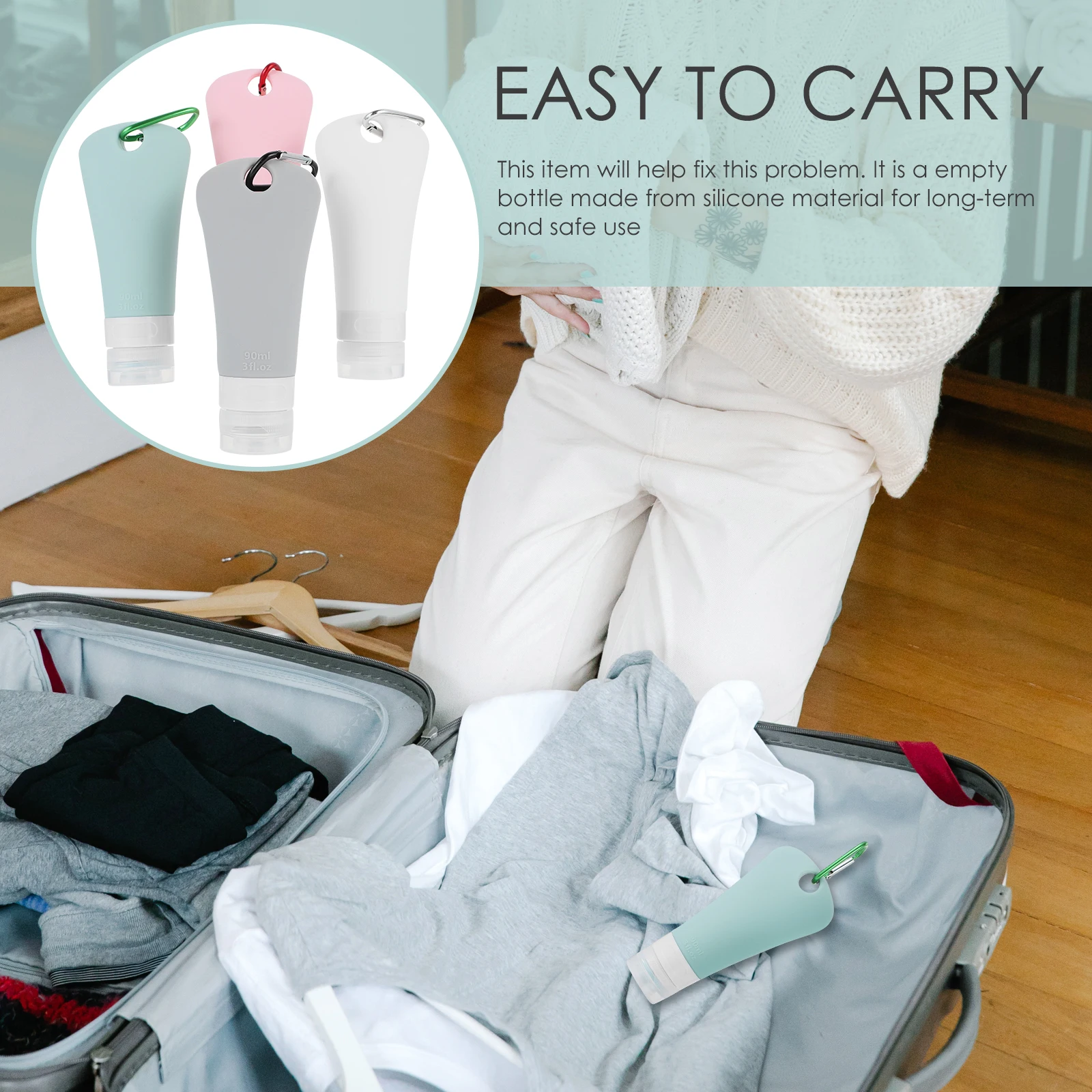 

Portable Silicone Travel Bottles Containers for Toiletries Squeezable Lotion Sealing Widely Used Liquid Soap Detergent