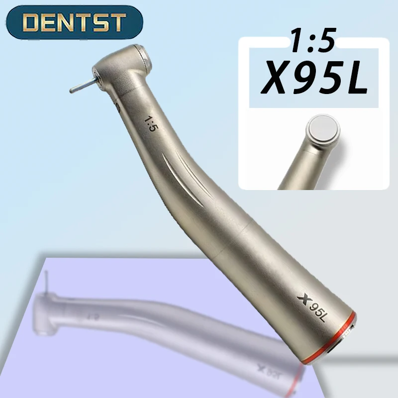 

Dental X95L Against Contra Angle 1:5 Increasing Speed Handpiece Push Button Fiber Optic Handpiece Inner Water Red Ring