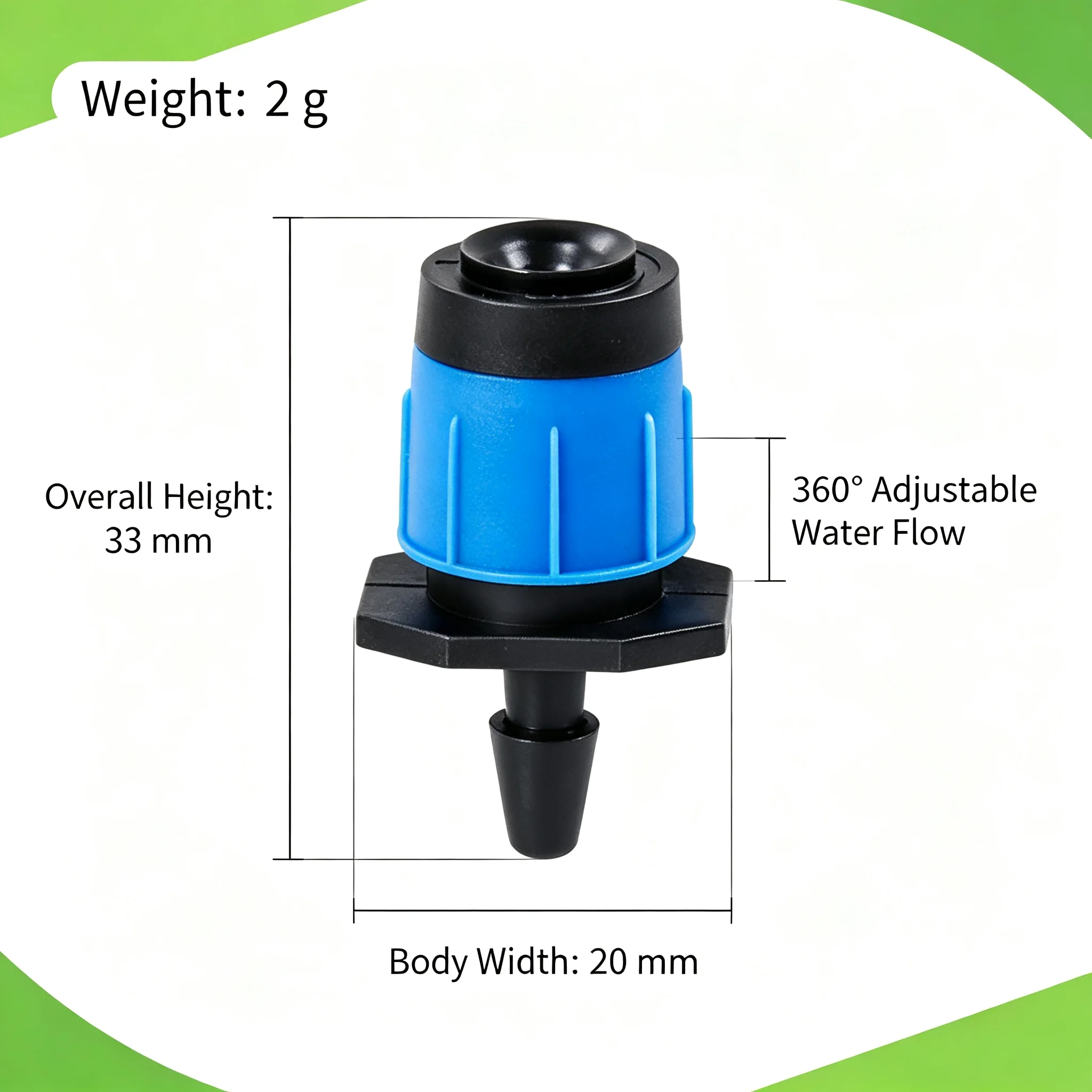 Adjustable 360 Degree Full Round Drip Irrigation Emitter for For Garden Farming and Public Green Spaces Adjustable