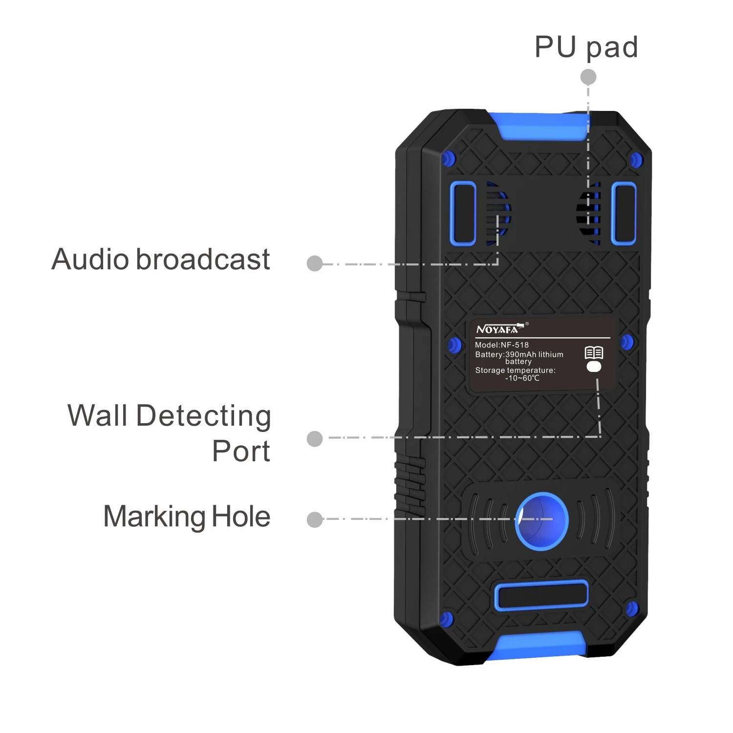 NOYAFA NF-518 Wall Metal Detector Positioning Hole AC Wire Metal Wood Stud Distance Meter Tool Cable Wires Depth Tracker Scanner