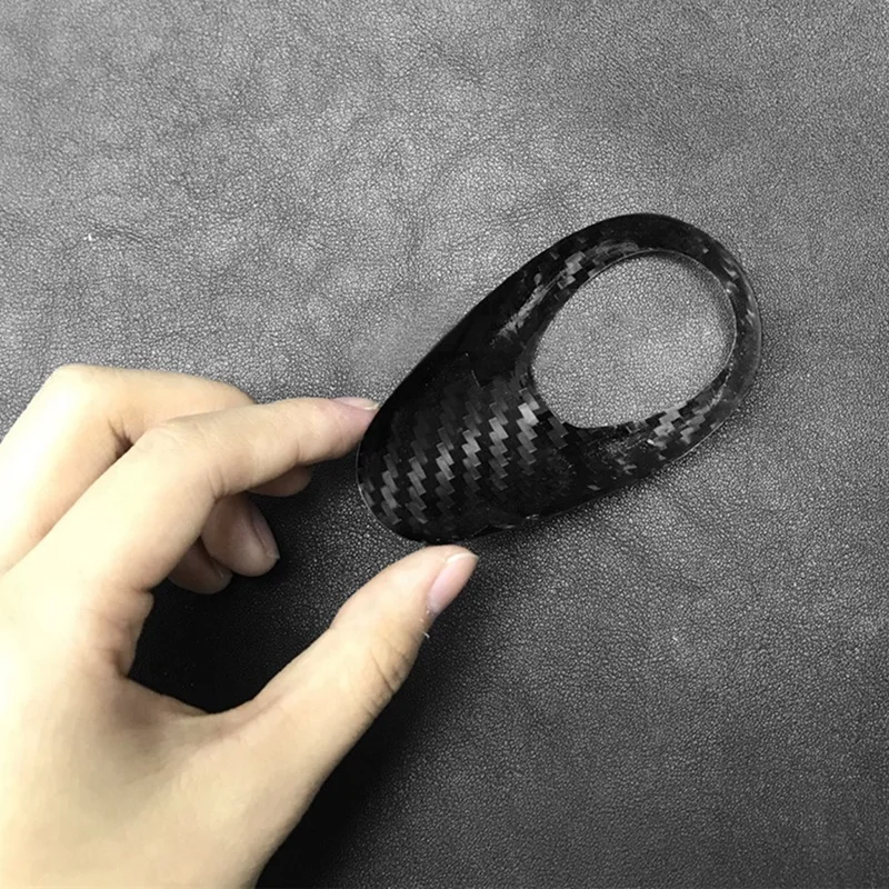 2Pcs Real Carbon Fiber Gear Shift Knob Handle Cover Panel Trim For-BMW M2 F87 M3 F80 M4 F82 M5 F10 F85 X5M X6M F12