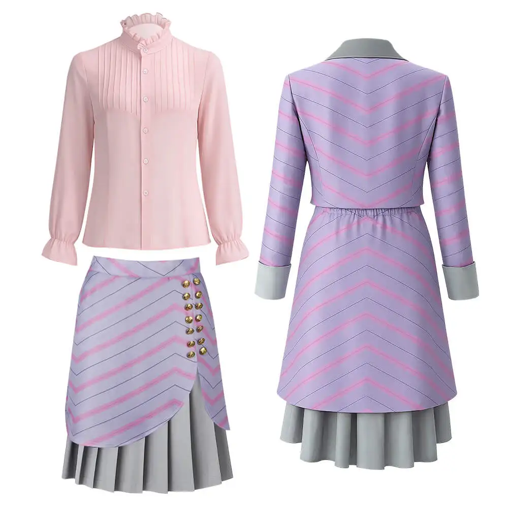 أزياء فيلم جليندا التأثيرية الساحرة الشريرة شريط الأرجواني البدلة فيلم جود جليندا الأميرة فستان المرأة حفلة الهالوين تاكرلاما