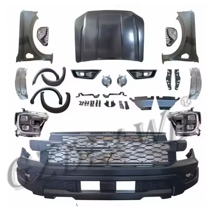 GZDL4WD Auto Exterior Accessories 4x4 Car Conversion Kit ABS for Ranger T6 T7 T8 Upgrade to T9 Raptor 2022+ Upgrade Body Kits