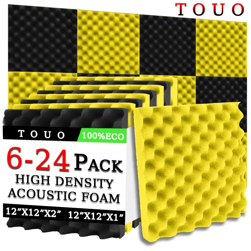 

TOUO Studio Acoustic Foam 6/12/24 Pcs High Density Sound Absorbing Material Drum Room Acoustic Treatment Wall Stickers