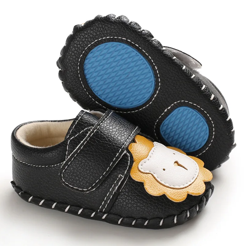 Meckior Baby Shoes Cute Lion Pattern Soft PU Non-slip Rubber Sole Newborn Comfortable Baby Boy Girl Walking Shoes 0-18M