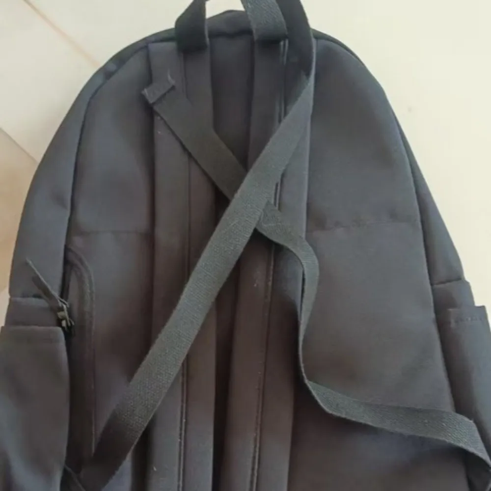 Durable Large Capacity Student Backpack Nylon Casual School Bag Adjustable Straps Solid Color Travel Bag Work Commute