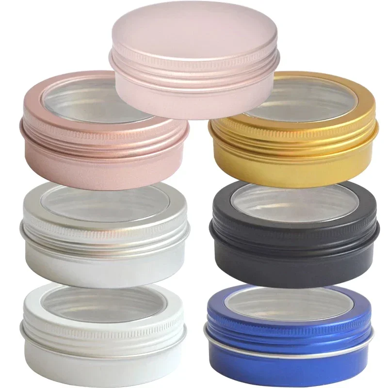 48/24pcs 60g Aluminum Tin Box Cosmetic Containers Candle Jar With Wildow Lip Balm Gloss Packaging Jewelry Tea Organizer Case