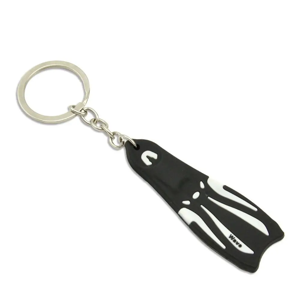 Silicone Steel Diving Fin Key Chain Surfing Sailing Key Holder Flippers Key Chain Mini Ornaments Diving Keyring Diver Gift