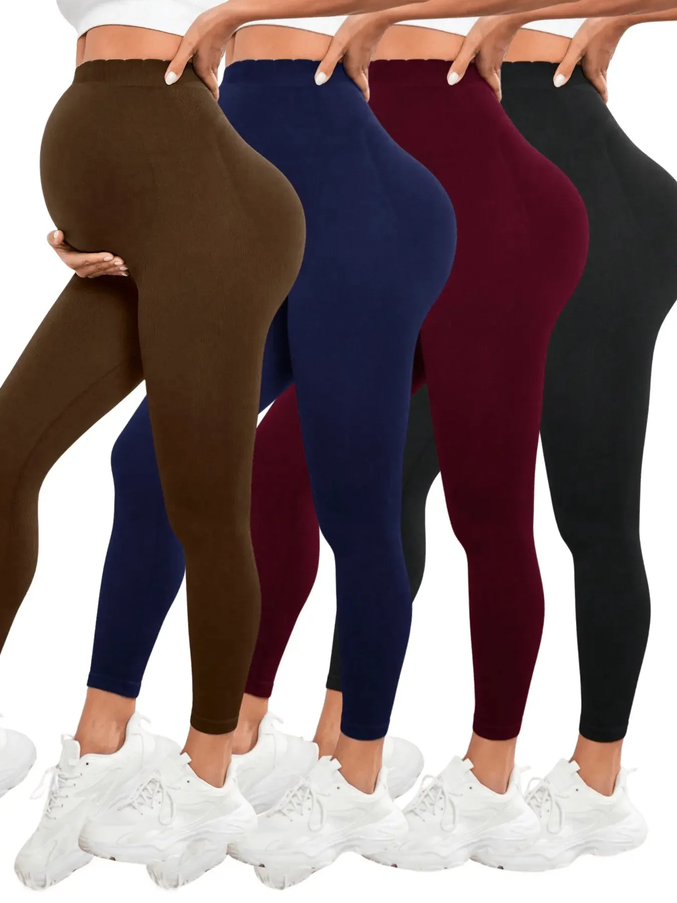 ارتفاع الخصر طماق الحمل ملابس الأمومة للنساء الحوامل البطن دعم محبوك Leggins الجسم السراويل